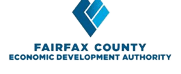 A blue and white logo for fairfax county