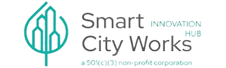A black and white image of the words smart city week.